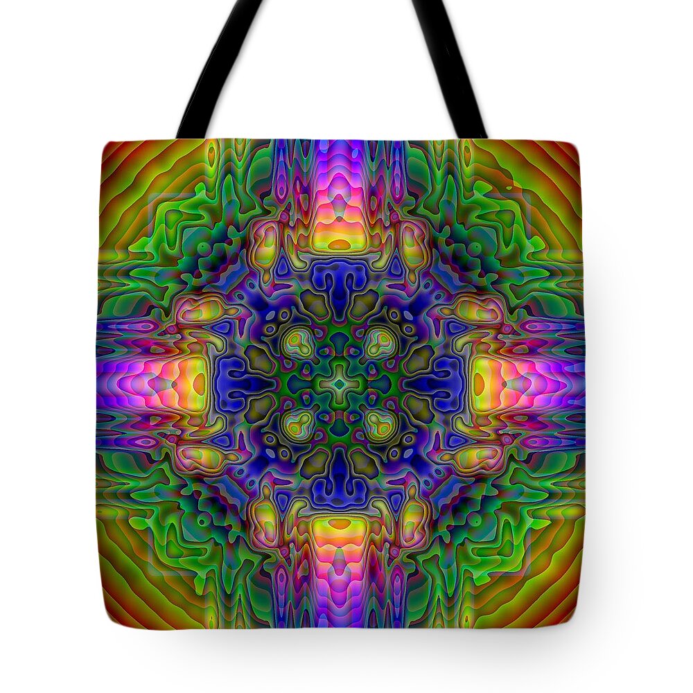 Kaleidoscope Tote Bag featuring the digital art Melted by Lyle Hatch