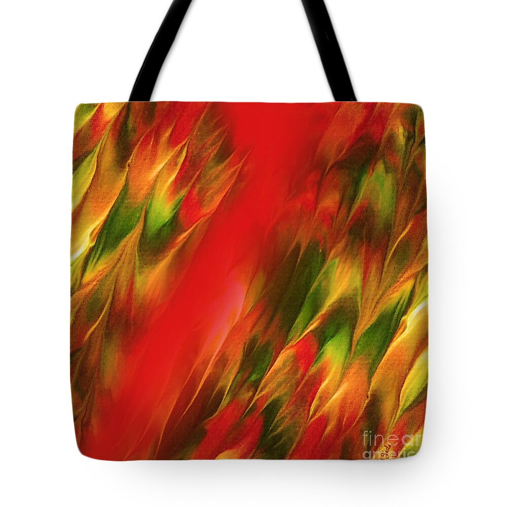 Melting Tote Bag featuring the digital art Melting in red by Giada Rossi