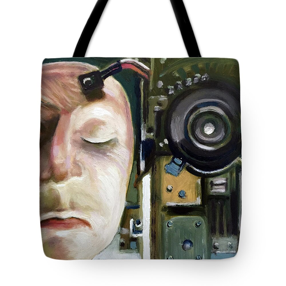 Mask Tote Bag featuring the painting Meme by William Stoneham