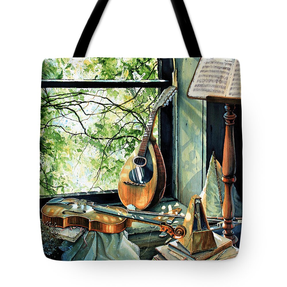 Memories And Music Tote Bag featuring the painting Memories And Music by Hanne Lore Koehler