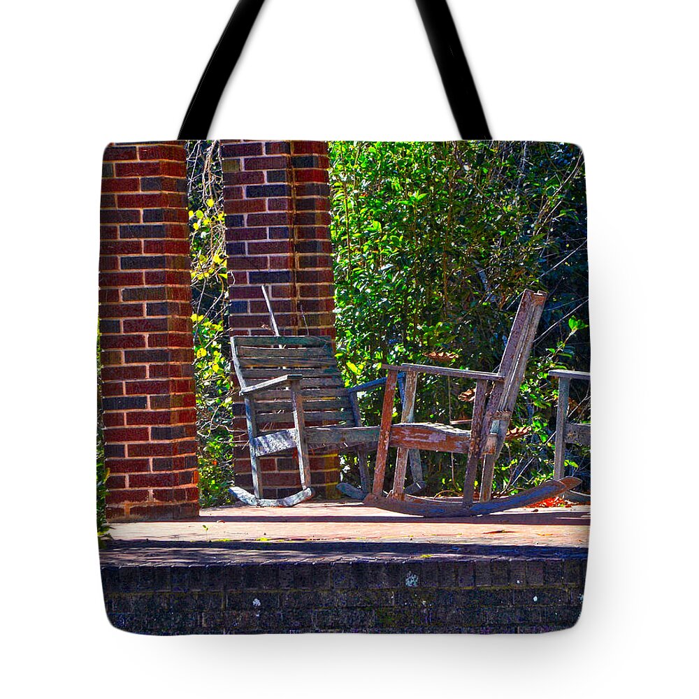 Porch Tote Bag featuring the photograph Memories by Linda Brown