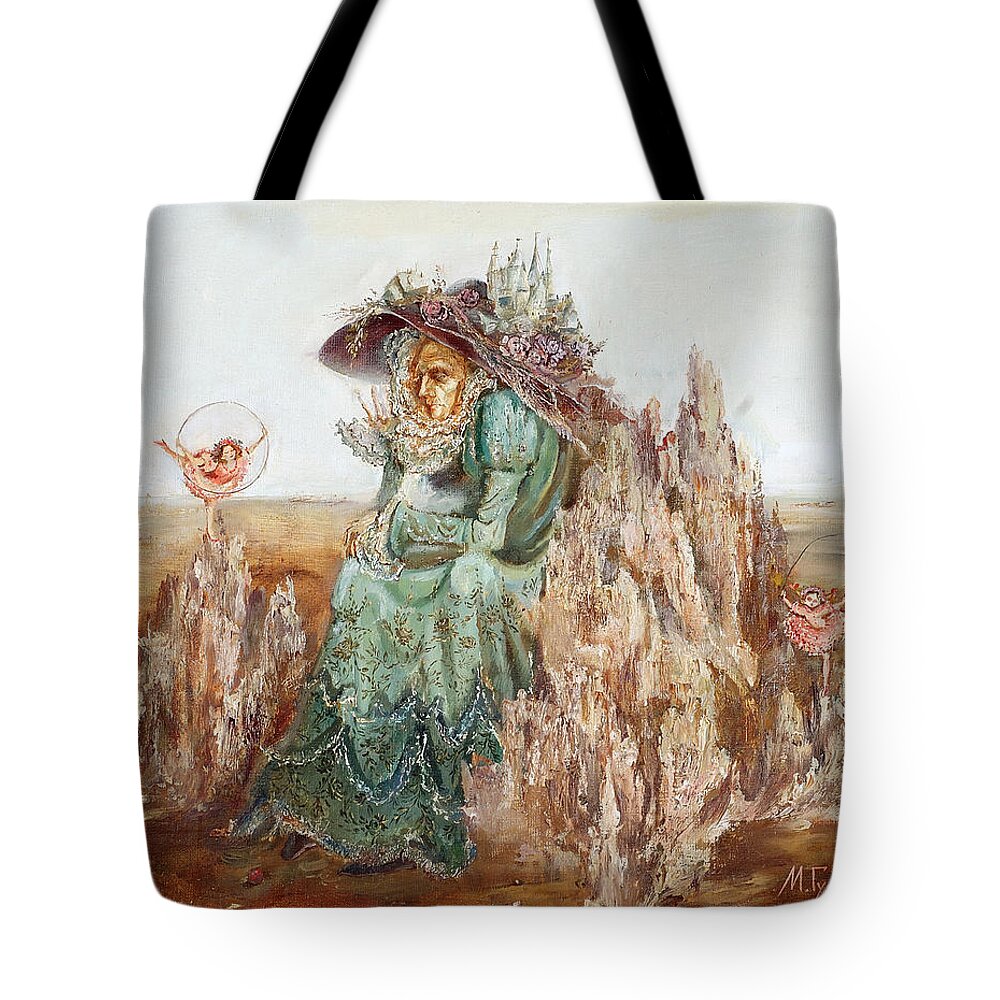 Maya Gusarina Tote Bag featuring the painting Memories by Maya Gusarina