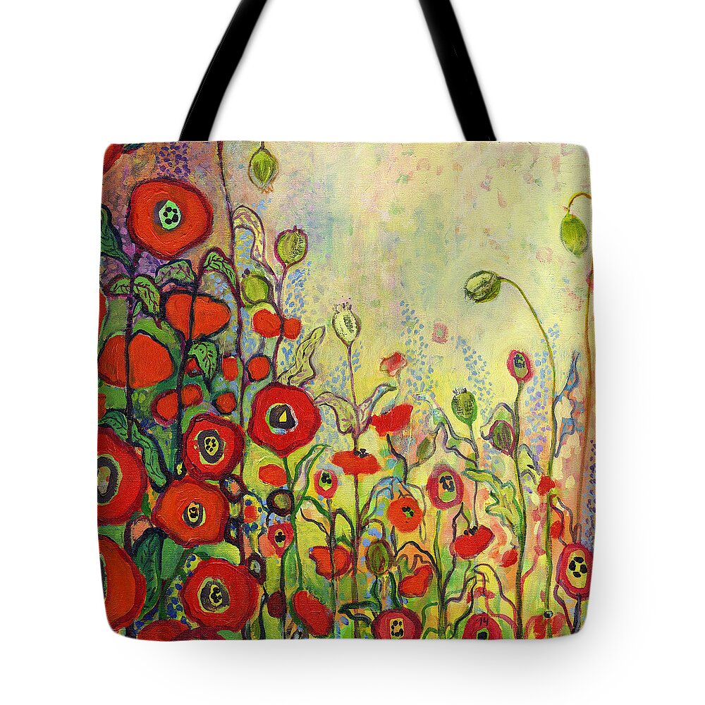 Poppy Tote Bag featuring the painting Memories of Grandmother's Garden by Jennifer Lommers