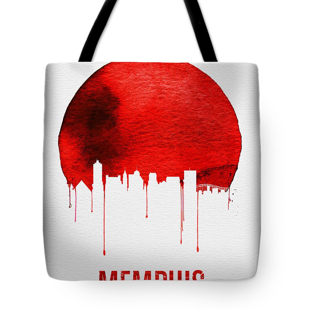 Memphis Tote Bag featuring the painting Memphis Skyline Red by Naxart Studio