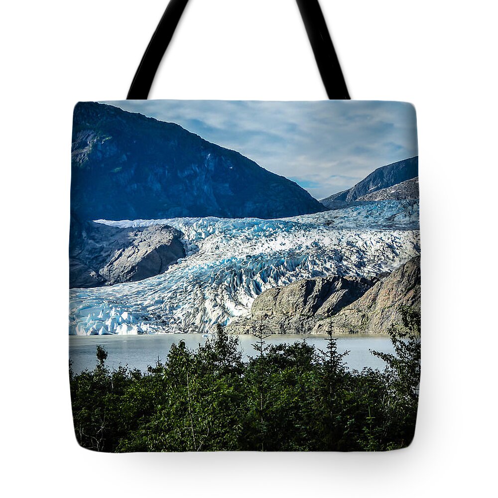 Alaska Tote Bag featuring the photograph Mendenhall Glacier by Pamela Newcomb