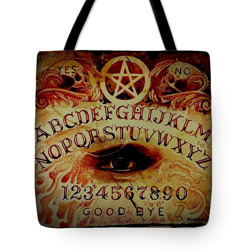 Ouija Board Tote Bag featuring the painting Menstrual Spirit Board by Ryan Almighty