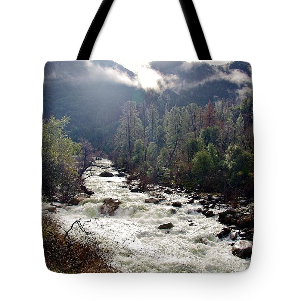 Merced River Tote Bag featuring the photograph Mercrd River Ca A by Phyllis Spoor