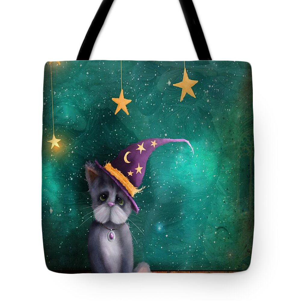Cat Tote Bag featuring the painting Merlin The Moggy Cat by Joe Gilronan