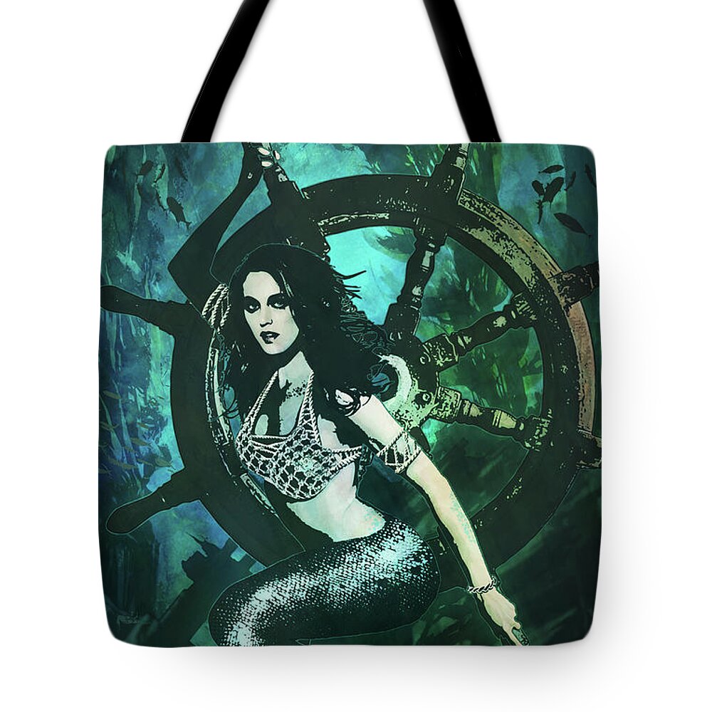 Mermaid Tote Bag featuring the digital art Mermaid by Jason Casteel