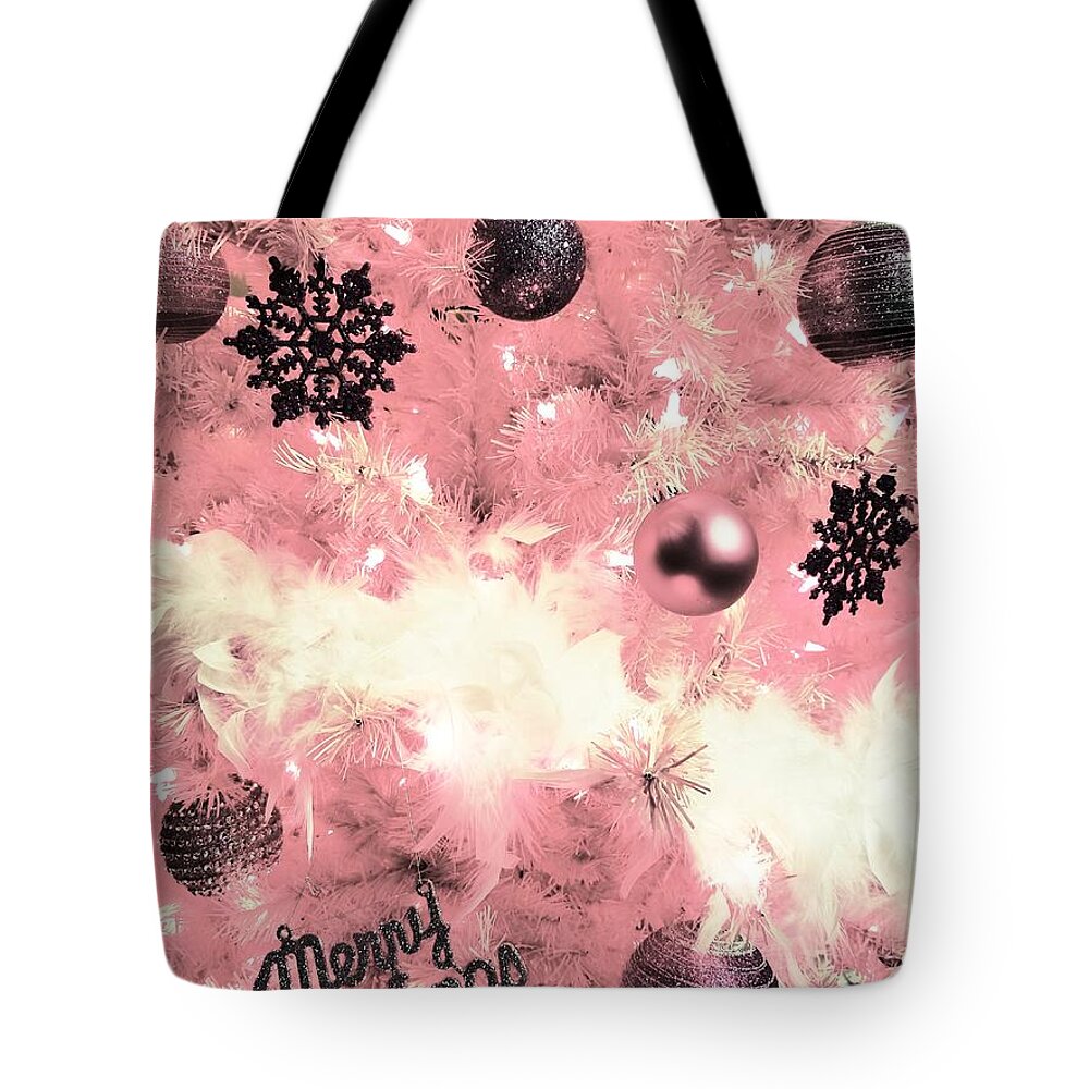 Pink Tote Bag featuring the photograph Merry Christmas In Pink by Rachel Hannah