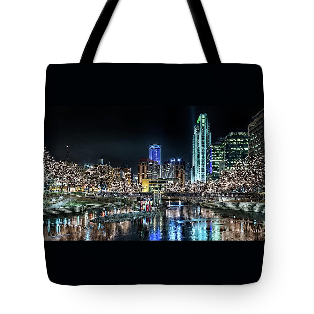 Omaha Tote Bag featuring the photograph Merry Christmas Omaha by Susan Rissi Tregoning