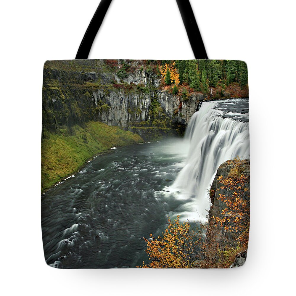 Idaho Tote Bag featuring the photograph Mesa Falls by Wesley Aston