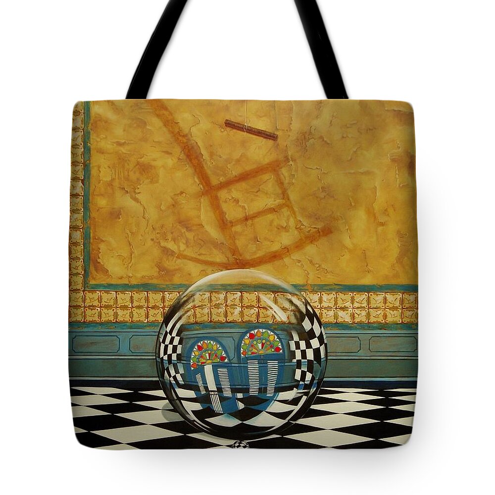 Spheres Tote Bag featuring the painting Mesiendonos Eternamente -Diptych left side- by Roger Calle