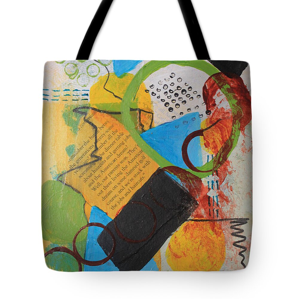 Abstract Tote Bag featuring the painting Messy Circles of Life by April Burton