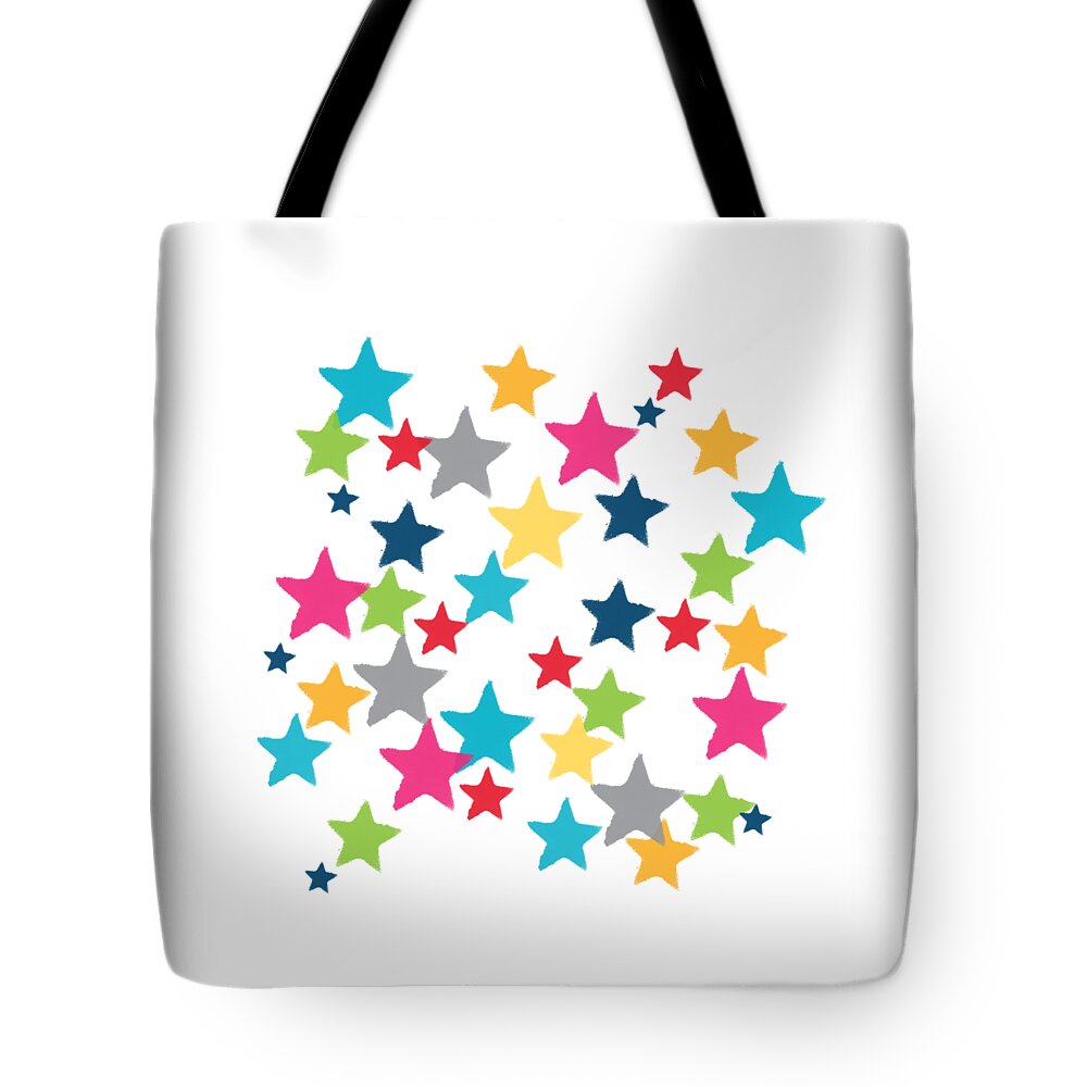Stars Tote Bag featuring the painting Messy Stars- Shirt by Linda Woods