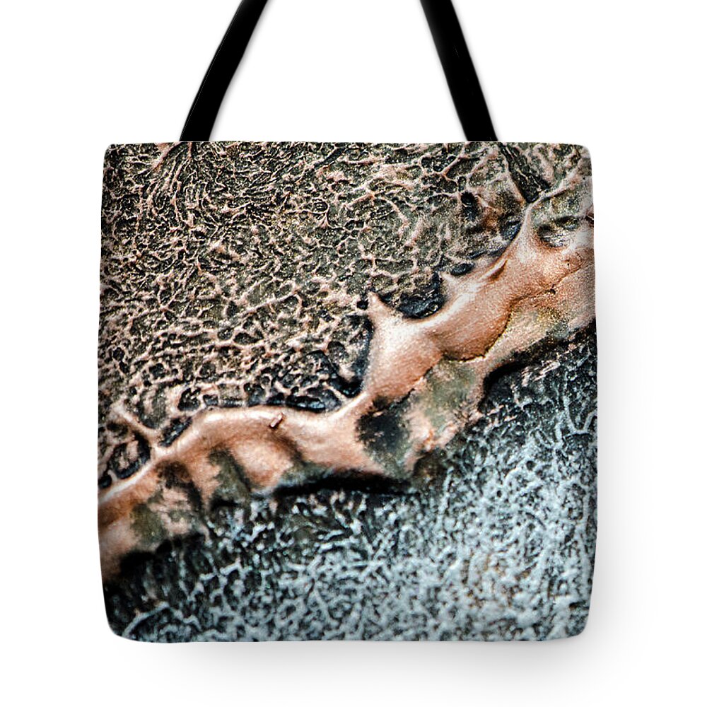 Acrylic Paint Tote Bag featuring the photograph Metalic Divide by Bradley Dever