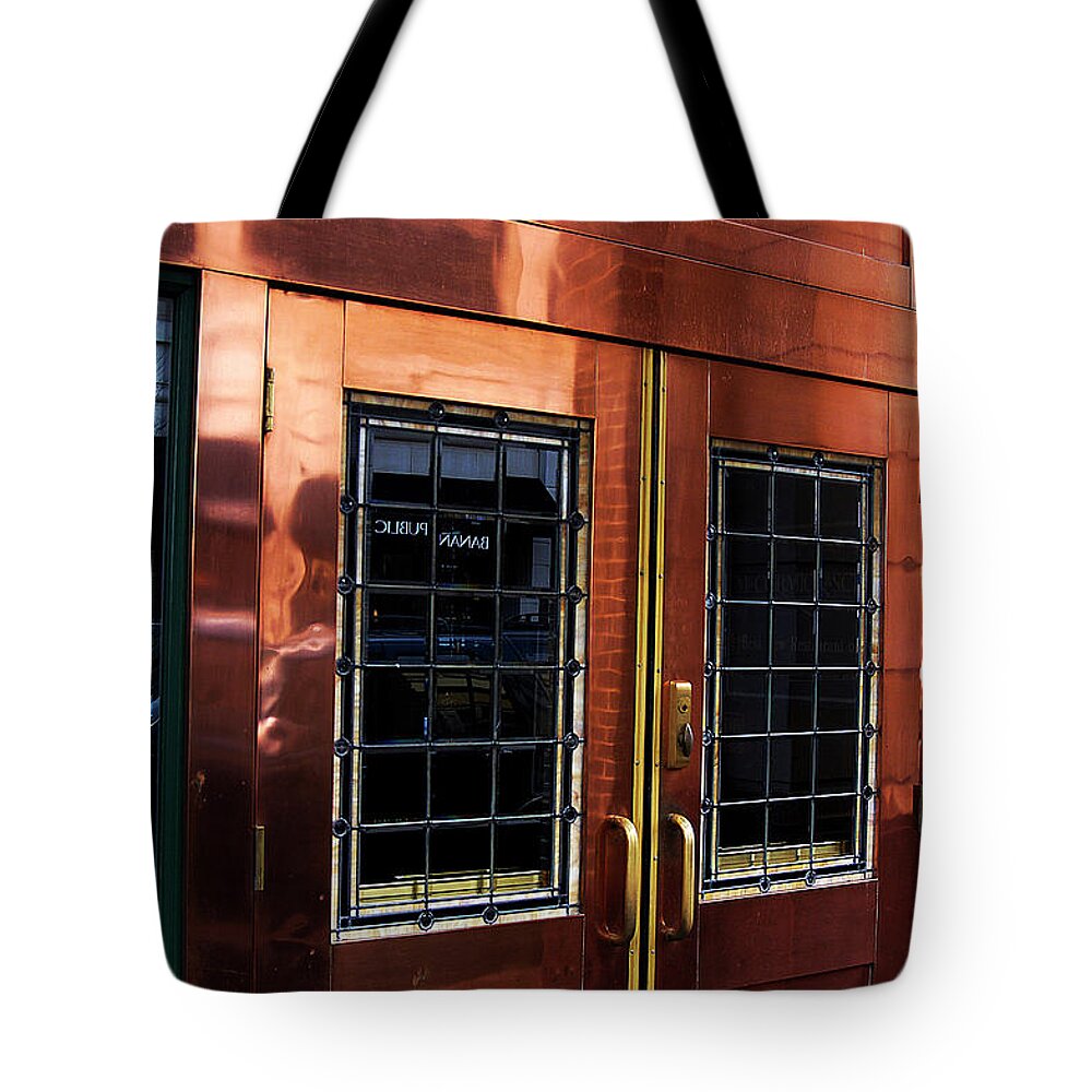 Clay Tote Bag featuring the photograph Metallic Store Fron by Clayton Bruster
