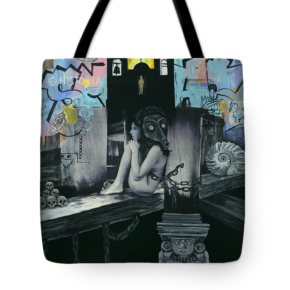 Surreal Tote Bag featuring the painting Mexican Water Goddess by Yelena Tylkina