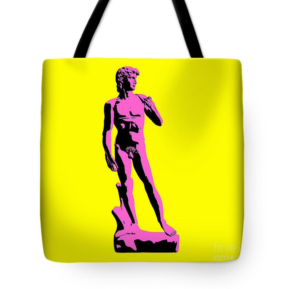 Michelangelo Tote Bag featuring the digital art Michelangelos David - Punk style by Pixel Chimp