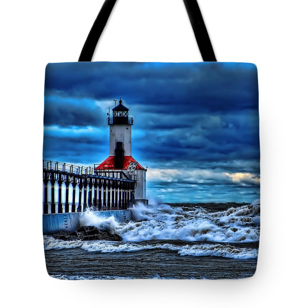 Lighthouse Tote Bag featuring the photograph Michigan City Lighthouse by Scott Wood