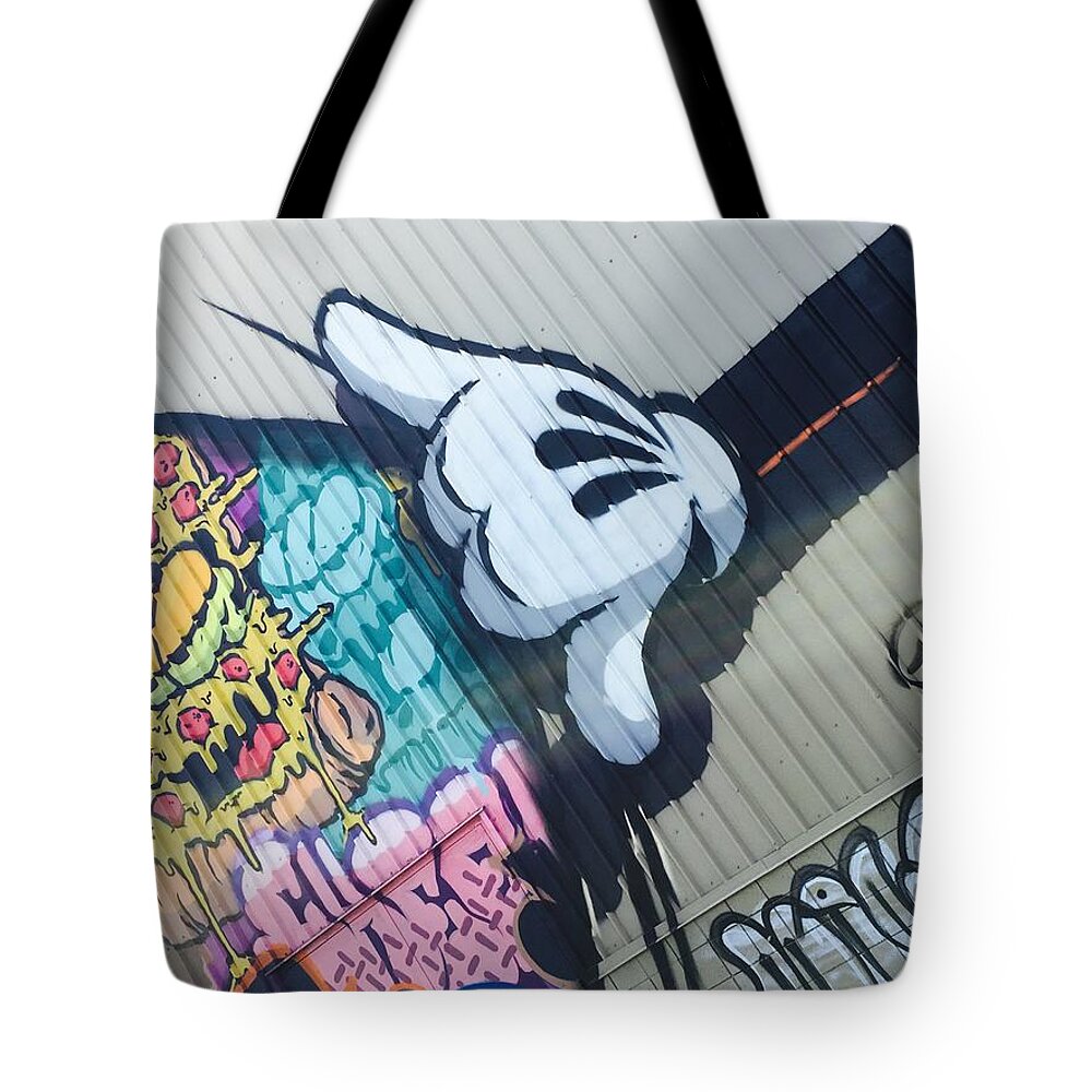 Pizza Tote Bag featuring the photograph Mickey the pizza by Jun Tkc