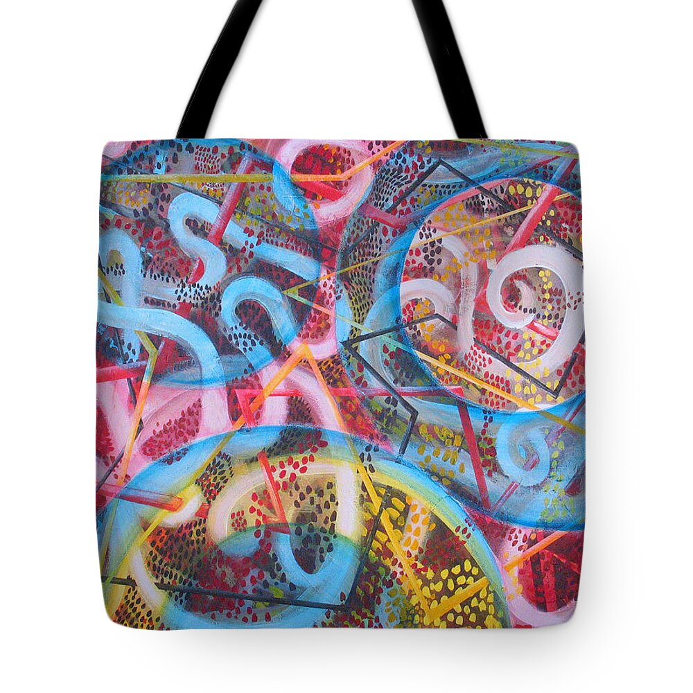 Abstract Tote Bag featuring the painting Microcosm XII by Rollin Kocsis