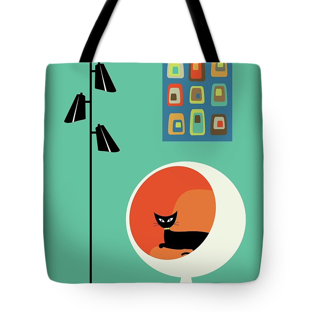 Cat Tote Bag featuring the digital art Mid Century Mini Oblongs by Donna Mibus