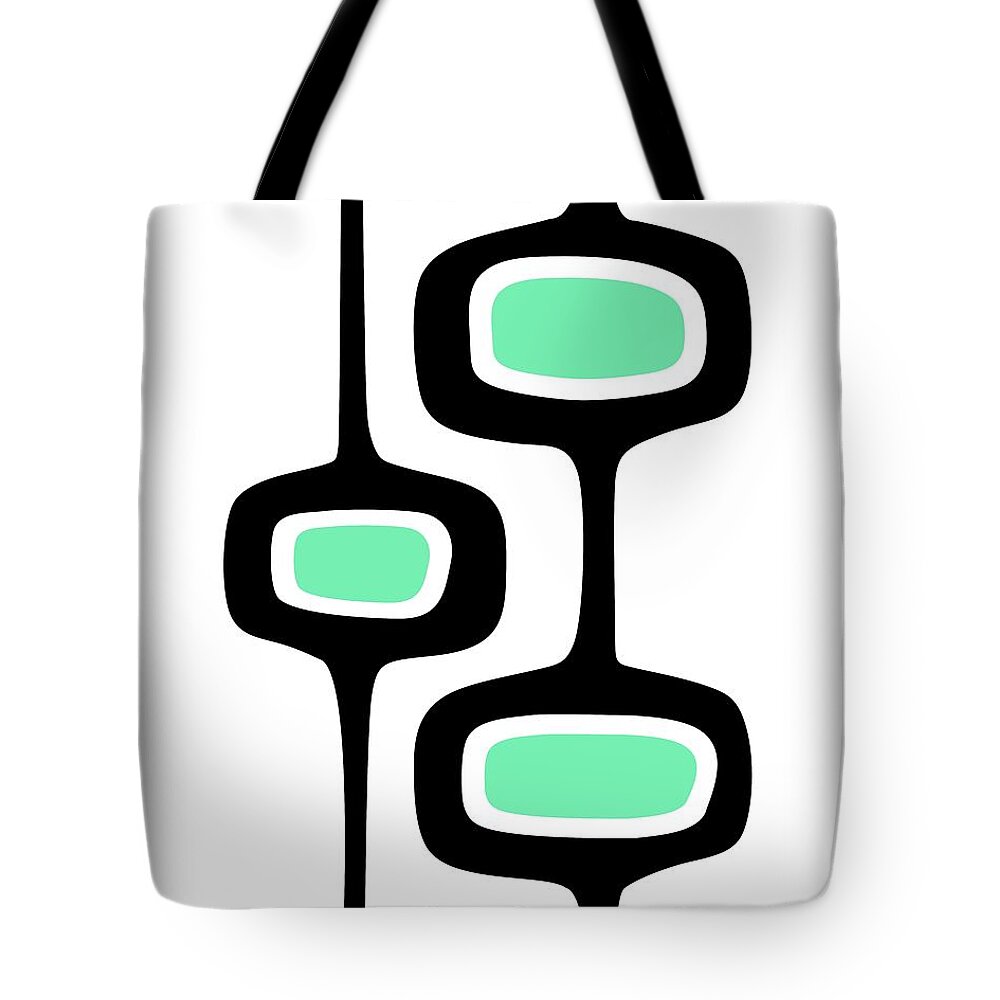  Tote Bag featuring the digital art Mid Century Mod Pod 2 in Aqua by Donna Mibus