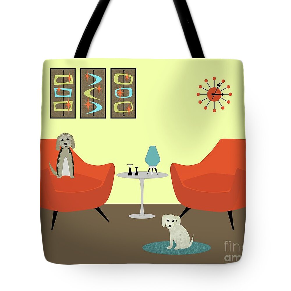 Mid Century Modern Dog Tote Bag featuring the digital art Mid Century Modern Dogs 1 by Donna Mibus