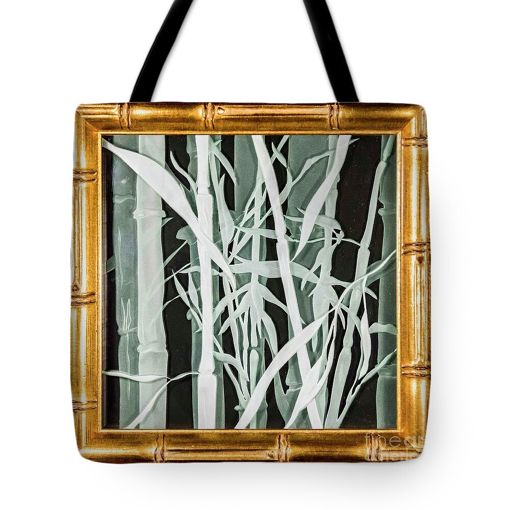 Carved Glass Tote Bag featuring the glass art Midnight Bamboo by Alone Larsen