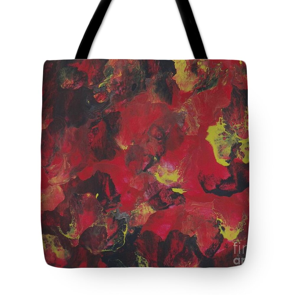 Abstract Tote Bag featuring the painting Midnight Blooms by Corinne Elizabeth Cowherd