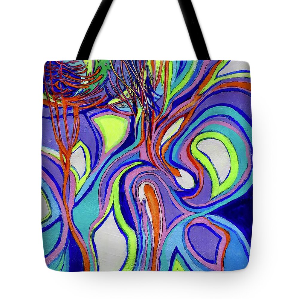 Landscape Tote Bag featuring the painting Midnight in Summer by Myra Evans