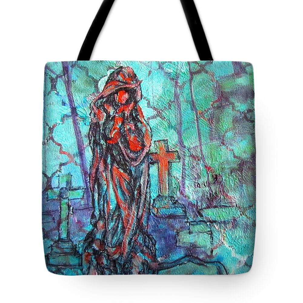 Statue Tote Bag featuring the painting Midnight in the Garden of Good and Evil by Barbara O'Toole