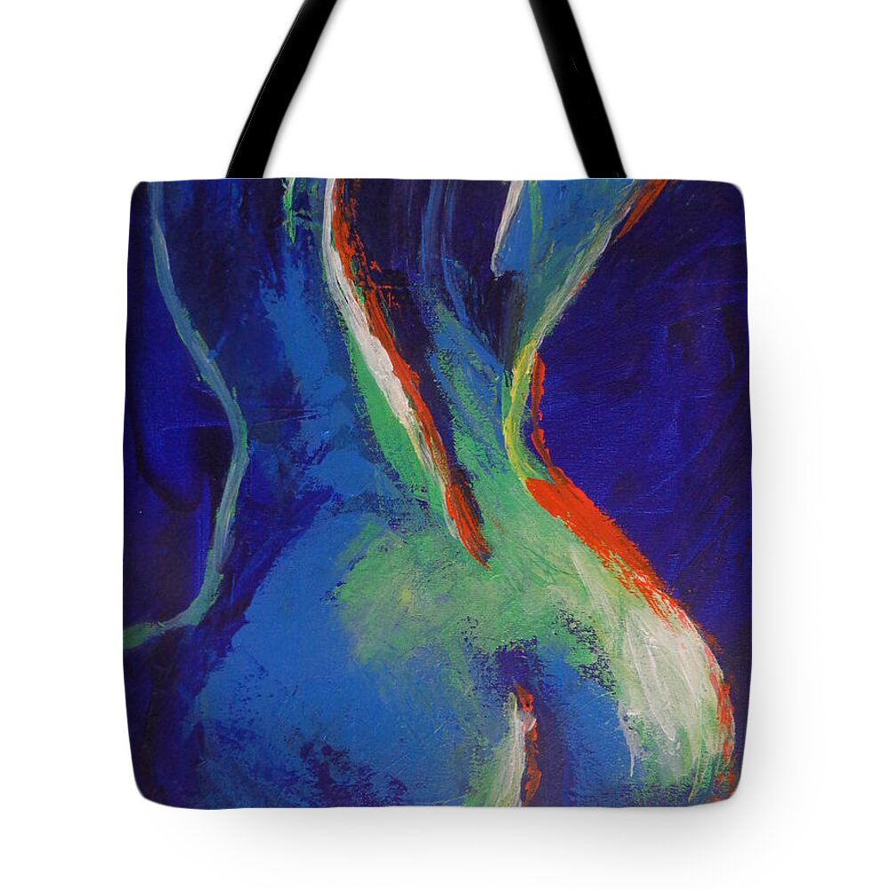 Abstract Tote Bag featuring the painting Midnight Lady A - Female Nude by Carmen Tyrrell