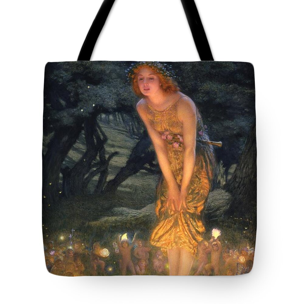 Pre Raphaelite Tote Bag featuring the painting Midsummer Eve by Edward Robert Hughes