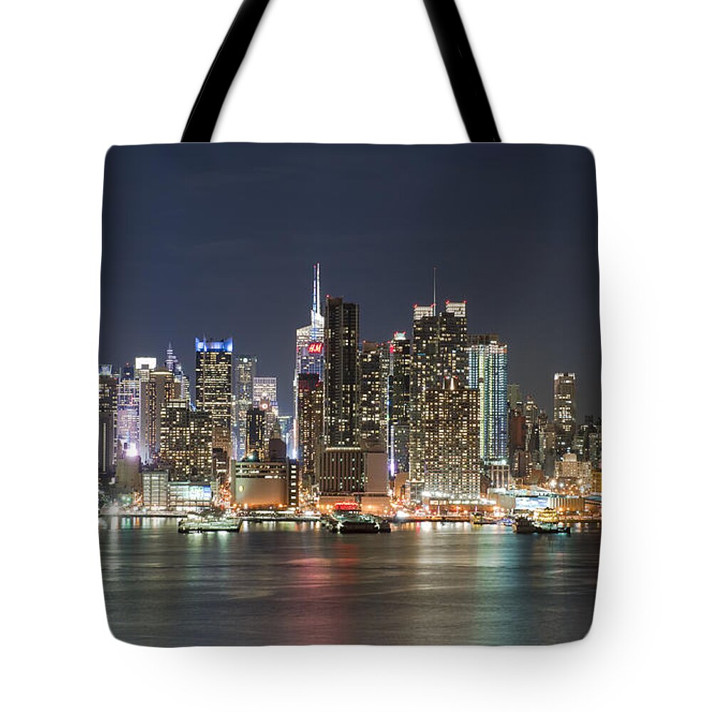 Midtown Tote Bag featuring the photograph Midtown Manhattan at Night by Robert Barnes