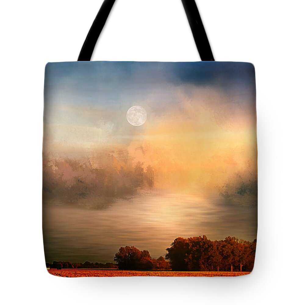 Theresa Campbell Tote Bag featuring the photograph Midwest Harvest Moon by Theresa Campbell