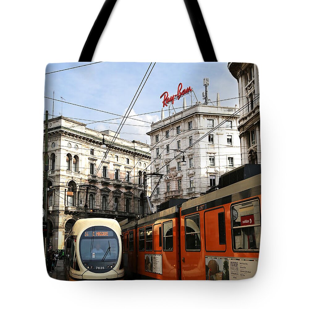 Milan Tote Bag featuring the photograph Milan Trolley 4 by Andrew Fare
