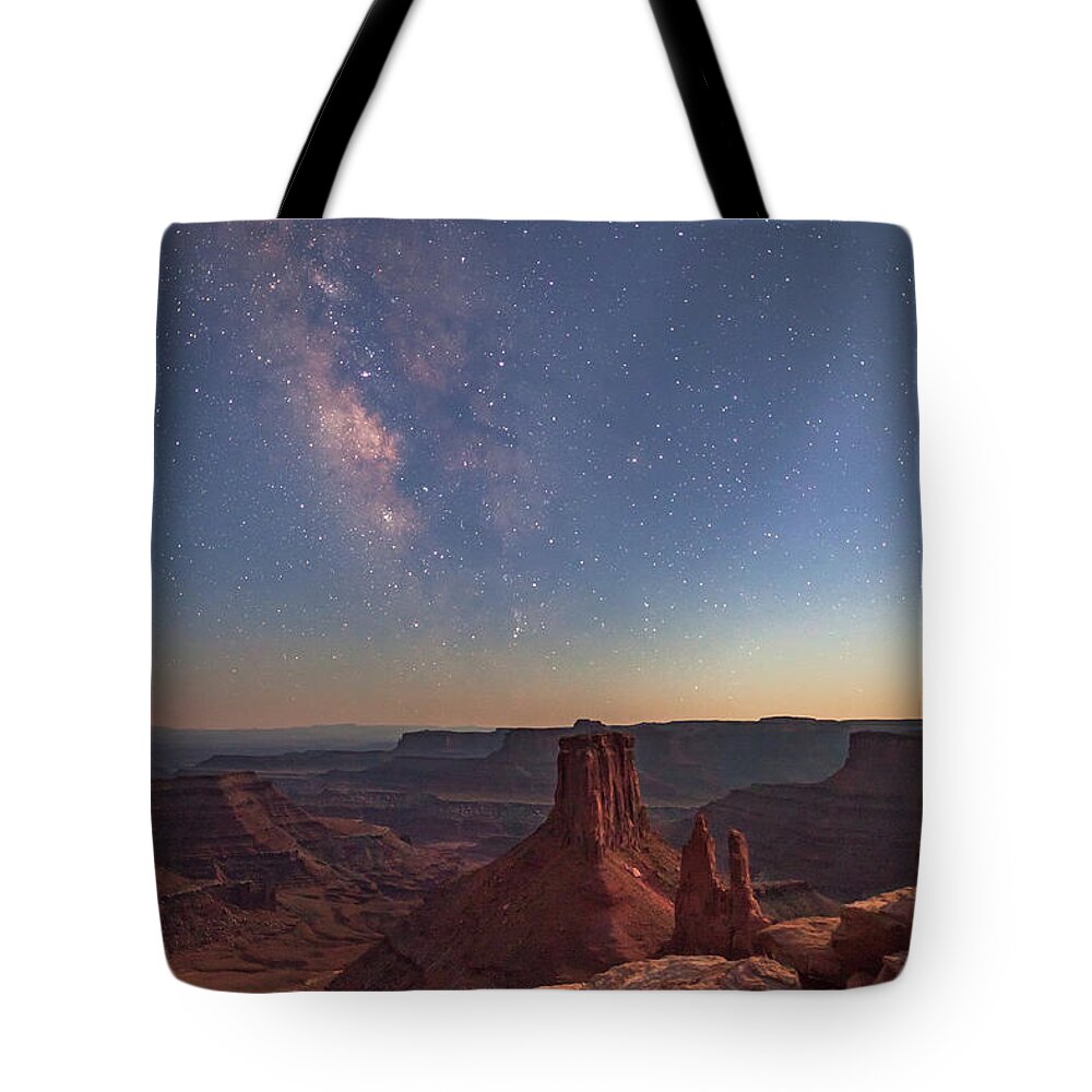 Moab Tote Bag featuring the photograph Milky Way at Twilight - Marlboro Point by Dan Norris