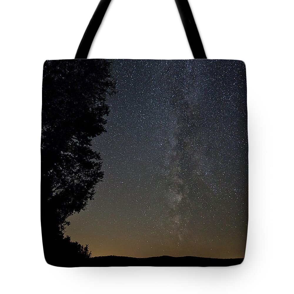 Milky Way Tote Bag featuring the photograph Milky Way Chocorua Lake by Benjamin Dahl