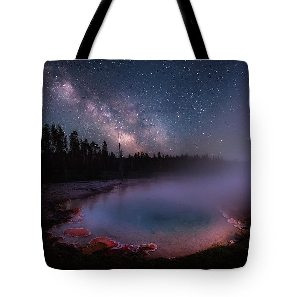 Milkyway Tote Bag featuring the photograph Milky Way in Yellowstone by Michael Ash