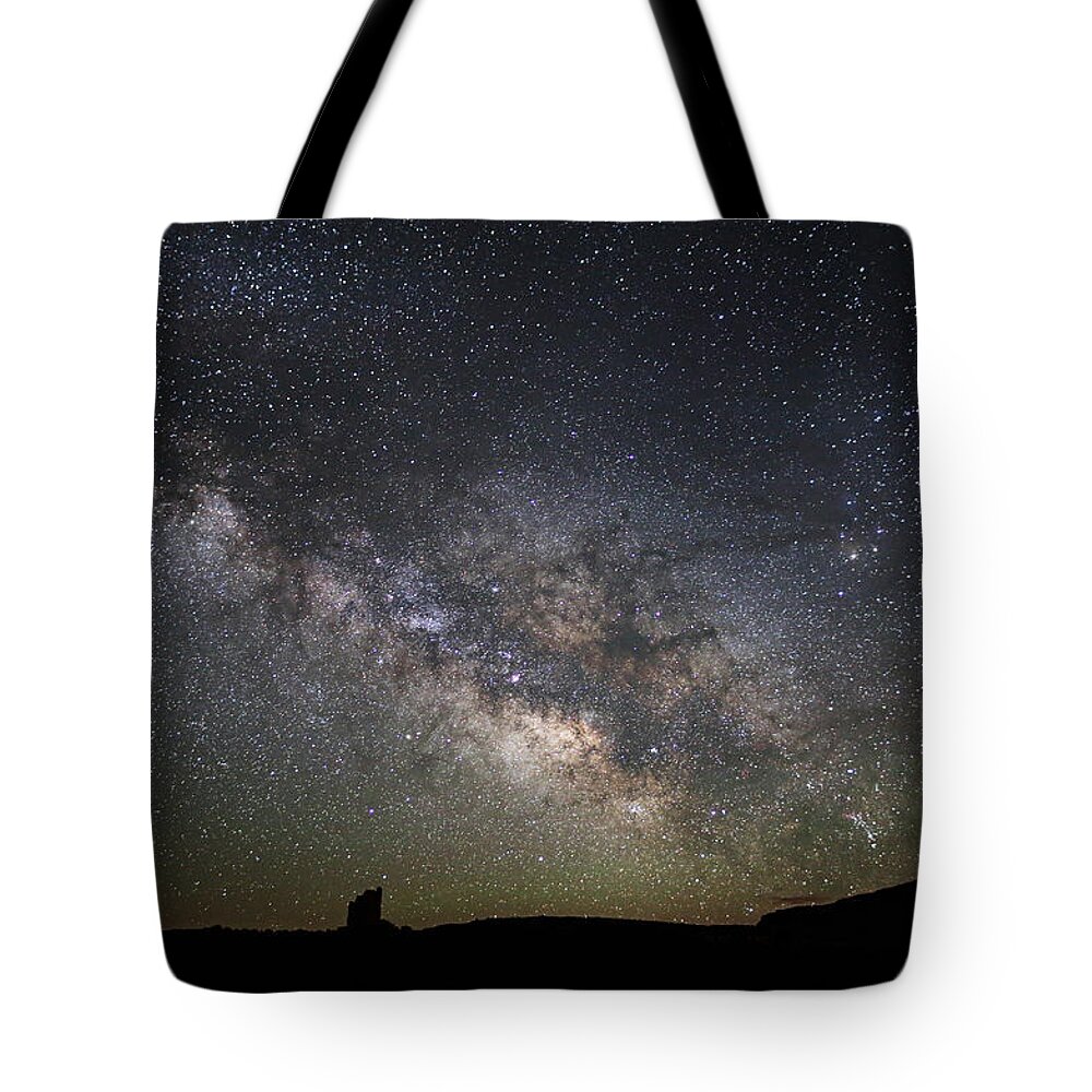Monument Tote Bag featuring the photograph Milky Way over Monument Valley by Jean Clark
