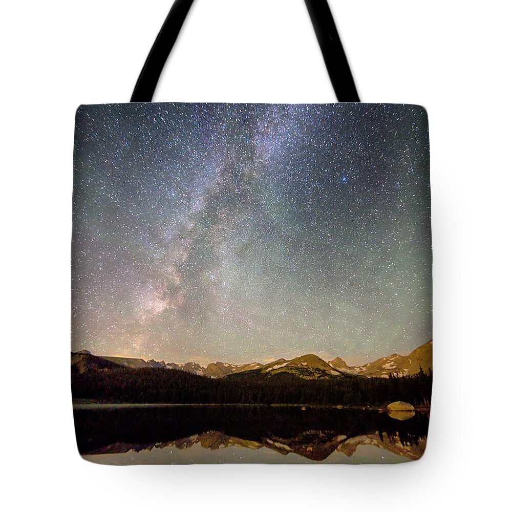 Milky Way Tote Bag featuring the photograph Milky Way Over The Colorado Indian Peaks by James BO Insogna