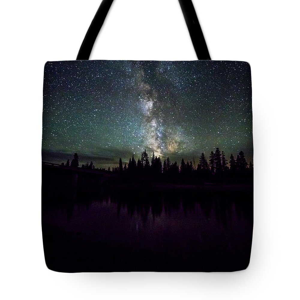 Milky Way Galaxy Tote Bag featuring the photograph Milky Way over the Snake River 01 by Josh Bryant