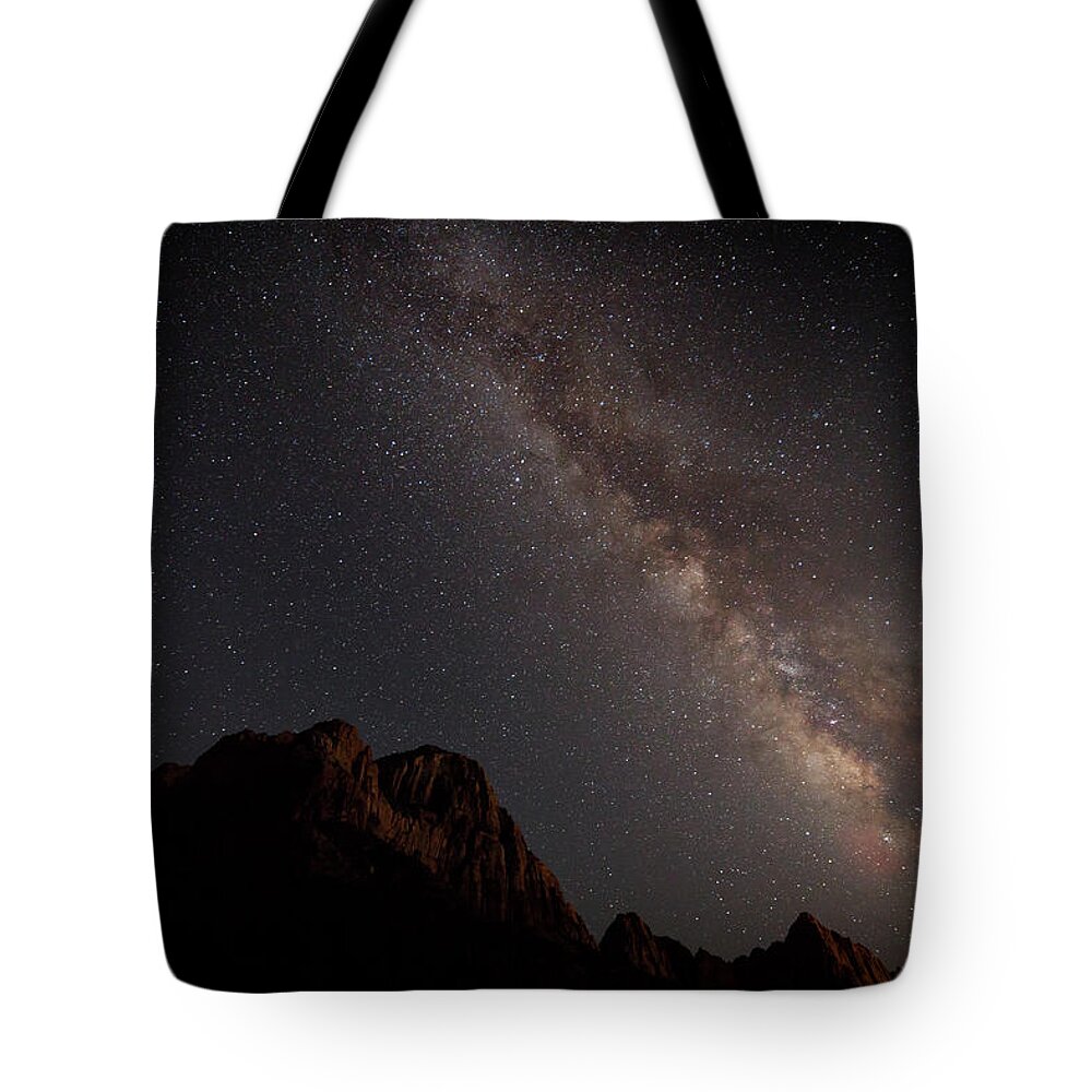 Milkyway Tote Bag featuring the photograph Milky Way Over Zion by David Watkins