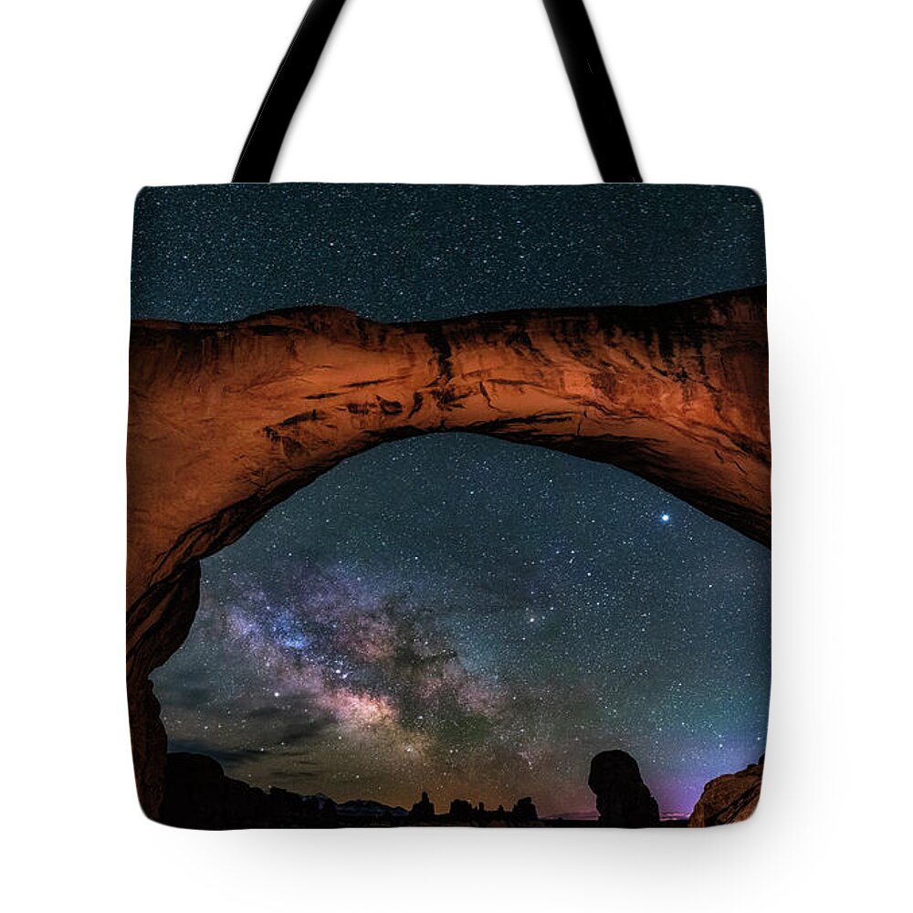 Milky Way Tote Bag featuring the photograph Milky Way Under the Arch by Michael Ash