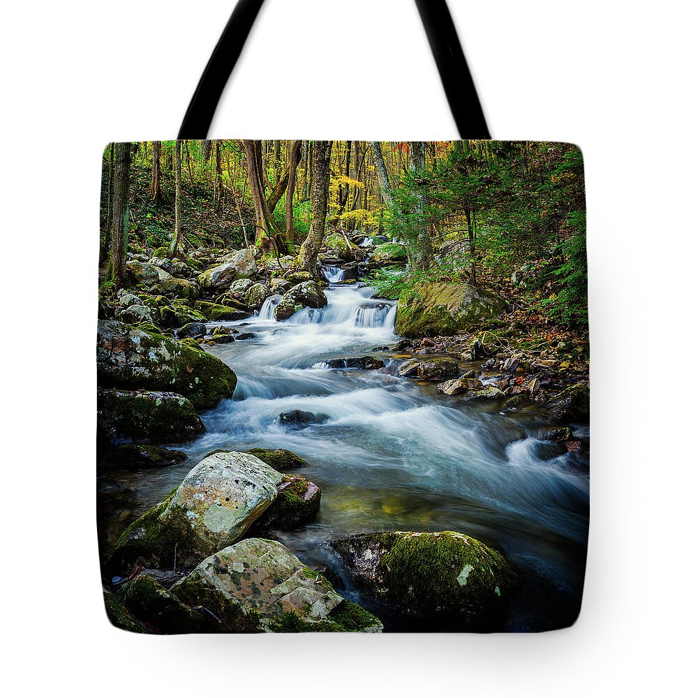 Landscape Tote Bag featuring the photograph Mill Creek in Fall #3 by Joe Shrader