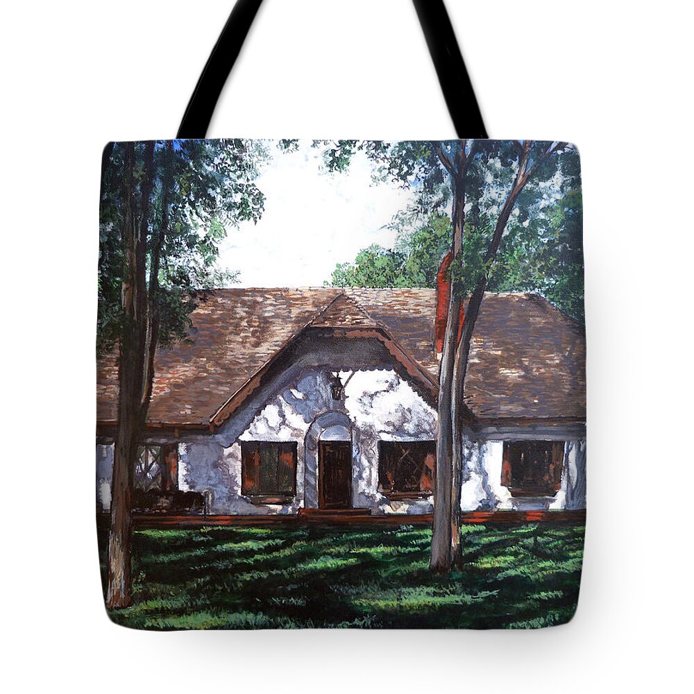 955 Marymount Tote Bag featuring the painting Miller Homestead by Tom Roderick