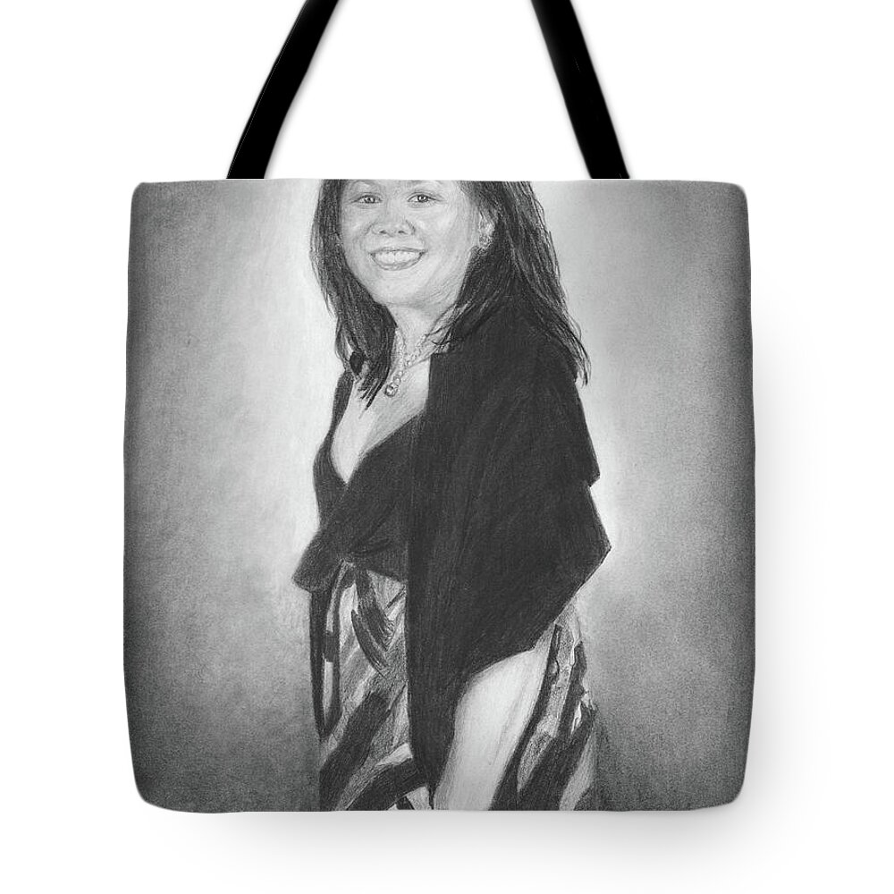 Millicent Tote Bag featuring the drawing Millicent by Quwatha Valentine