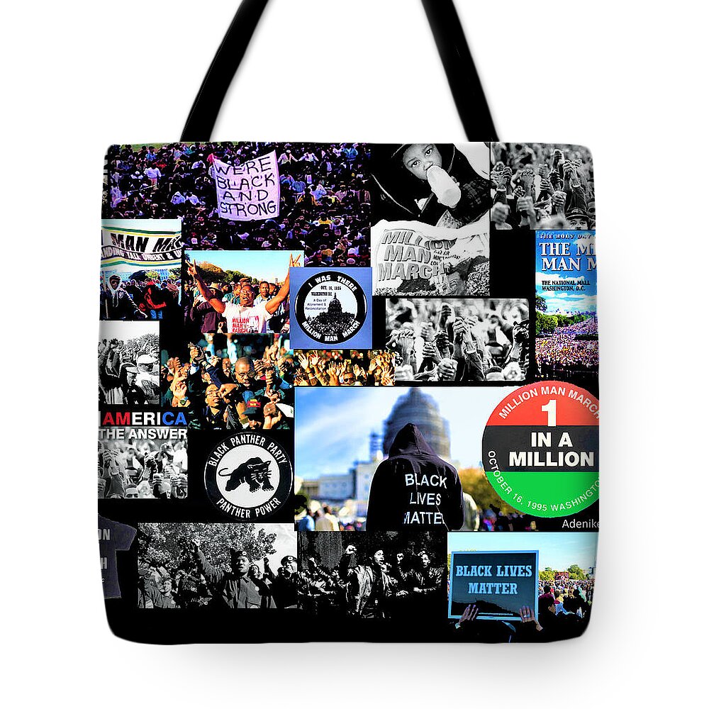 Million Man March Tote Bag featuring the digital art Million Man March Montage by Adenike AmenRa
